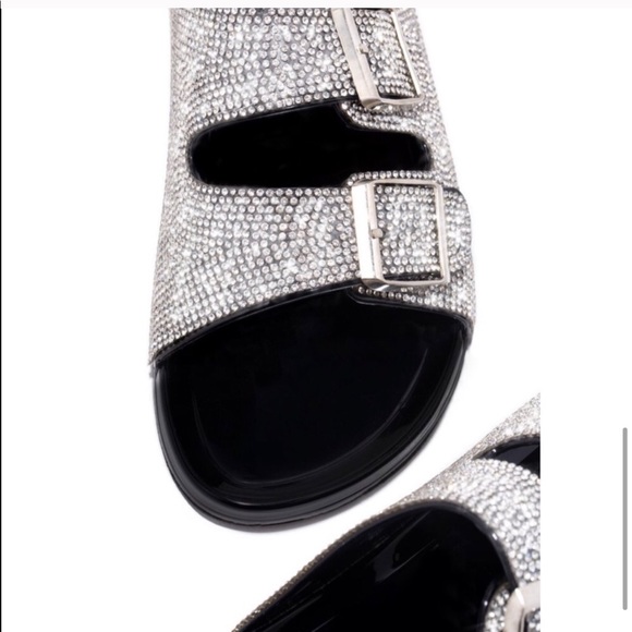 Jelly Double Duckle Rhinestone Slip On Sandals - Picture 7 of 8